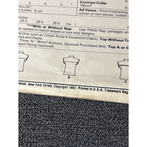 Vintage 1983 McCalls 8565 Easy Polo Shirt Sewing Pattern Misses Size Large Uncut - Picture 4 of 5